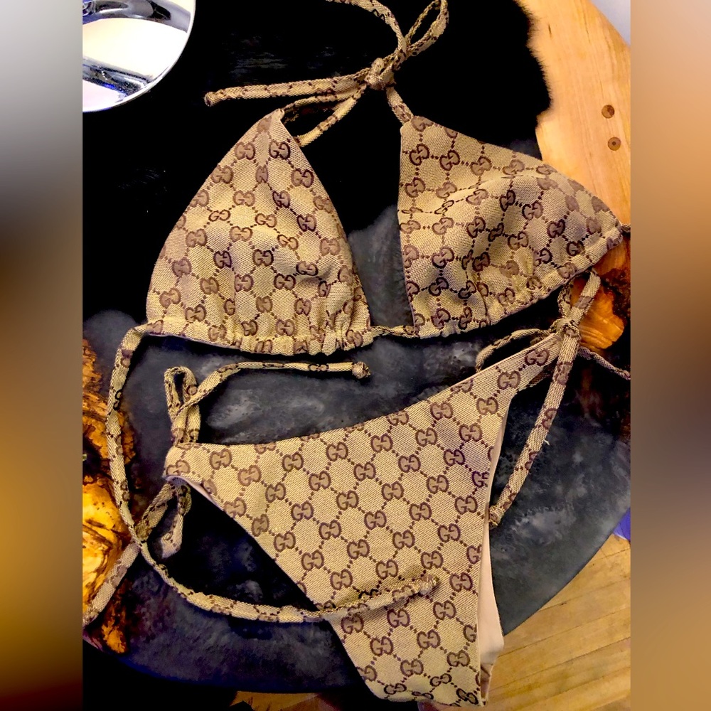 Custom made bikini with authentic Gucci fabric size medium - large